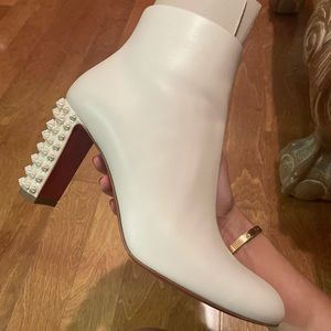 Christian Louboutin White Stud Booties 39.5